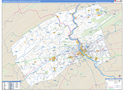 Harrisburg-Carlisle Metro Area Wall Map Basic Style